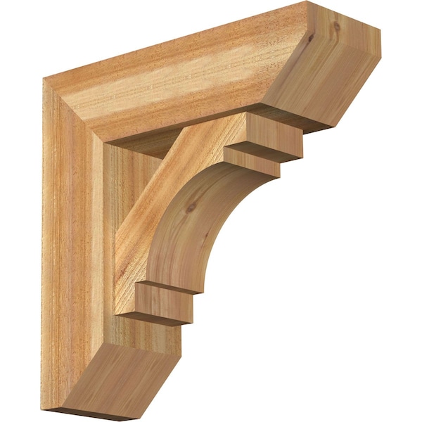 Ekena Millwork Merced Slat Rough Sawn Bracket w/ Offset Brace, Western Red Cedar, 8"W x 24"D x 24"H BKT0806X24X24MRC06RWR - main